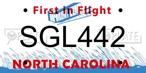 SGL442 North Carolina License Plate