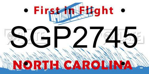 SGP2745 North Carolina License Plate