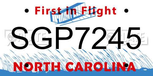SGP7245 North Carolina License Plate