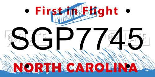SGP7745 North Carolina License Plate