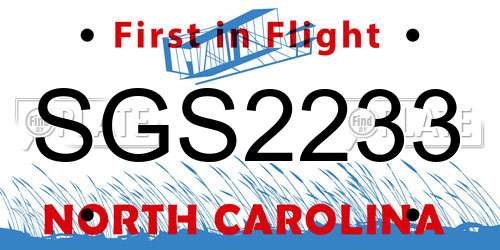 SGS2233 North Carolina License Plate