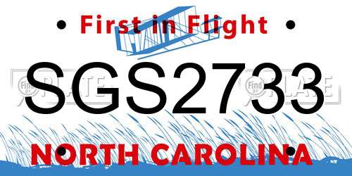SGS2733 North Carolina License Plate