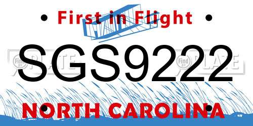 SGS9222 North Carolina License Plate