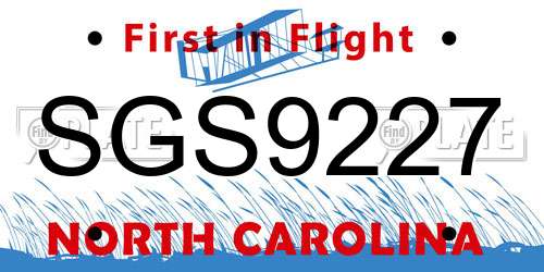 SGS9227 North Carolina License Plate