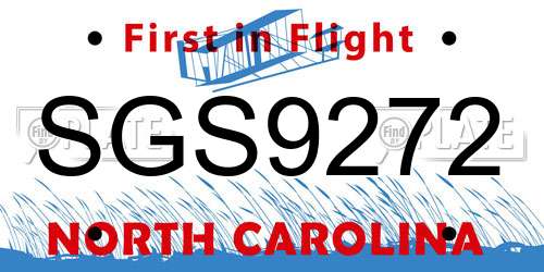 SGS9272 North Carolina License Plate