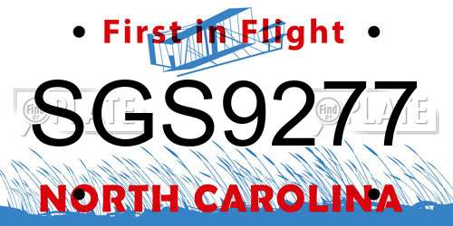SGS9277 North Carolina License Plate