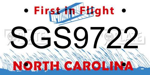 SGS9722 North Carolina License Plate