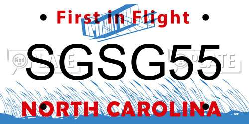 SGSG55 North Carolina License Plate