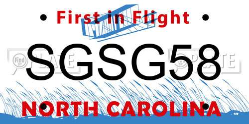 SGSG58 North Carolina License Plate