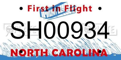 SH00934 North Carolina License Plate