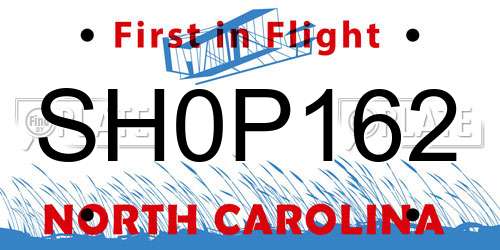 SH0P162 North Carolina License Plate