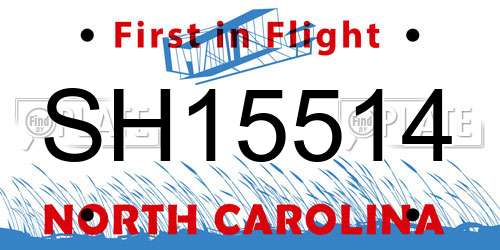 SH15514 North Carolina License Plate