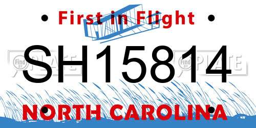 SH15814 North Carolina License Plate
