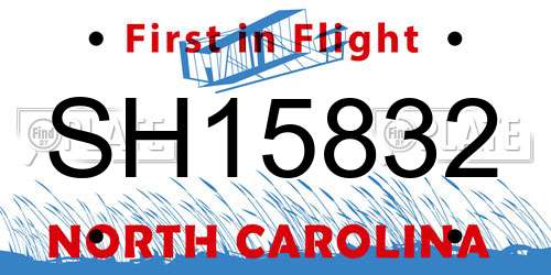 SH15832 North Carolina License Plate