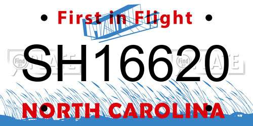 SH16620 North Carolina License Plate