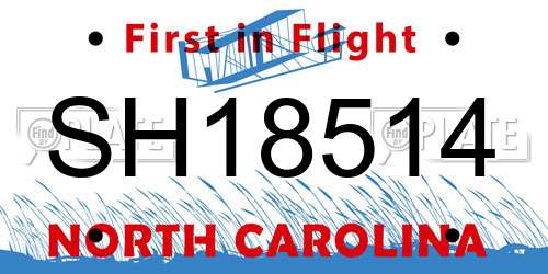 SH18514 North Carolina License Plate