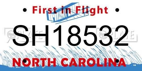 SH18532 North Carolina License Plate