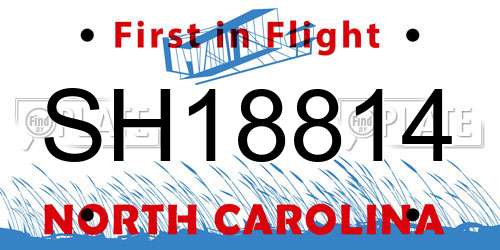 SH18814 North Carolina License Plate