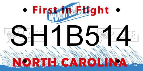 SH1B514 North Carolina License Plate