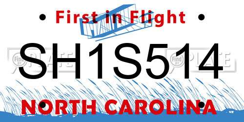 SH1S514 North Carolina License Plate