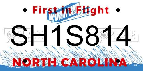 SH1S814 North Carolina License Plate