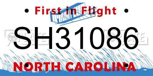 SH31086 North Carolina License Plate