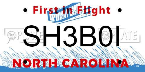 SH3B0I North Carolina License Plate