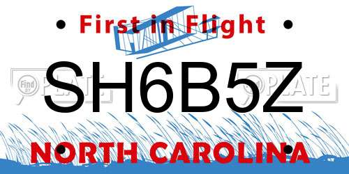 SH6B5Z North Carolina License Plate