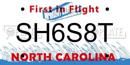 SH6S8T North Carolina License Plate