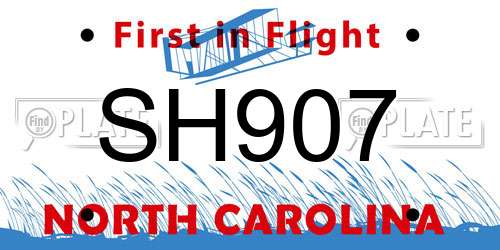 SH907 North Carolina License Plate