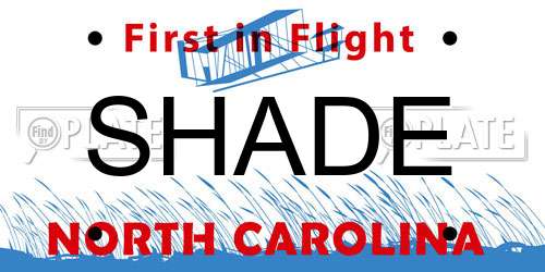 SHADE North Carolina License Plate