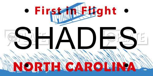 SHADES North Carolina License Plate