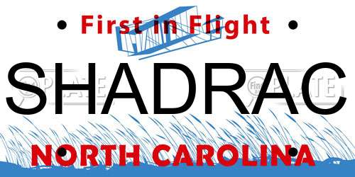 SHADRAC North Carolina License Plate