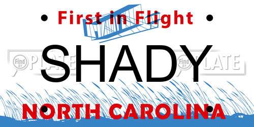 SHADY North Carolina License Plate