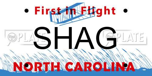 SHAG North Carolina License Plate