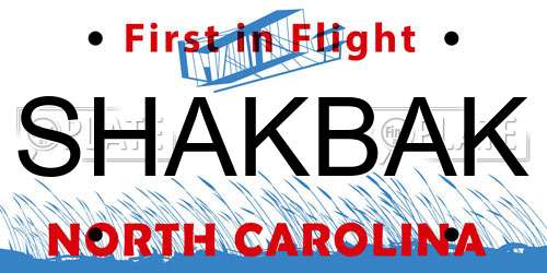 SHAKBAK North Carolina License Plate