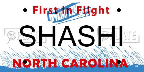 SHASHI North Carolina License Plate