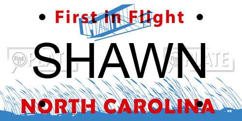 SHAWN North Carolina License Plate