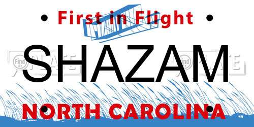 SHAZAM North Carolina License Plate
