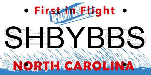 SHBYBBS North Carolina License Plate