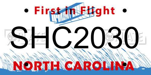 SHC2030 North Carolina License Plate