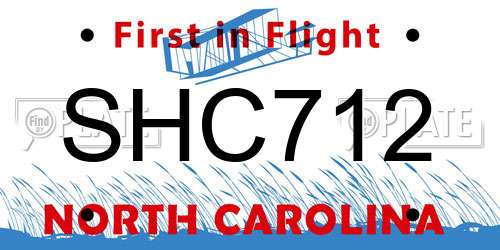 SHC712 North Carolina License Plate