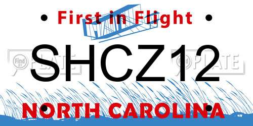 SHCZ12 North Carolina License Plate