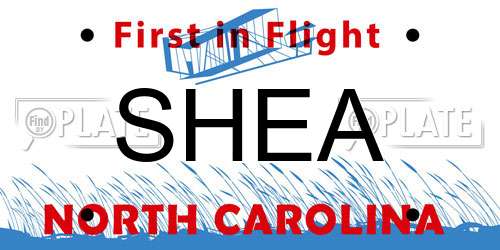 SHEA North Carolina License Plate