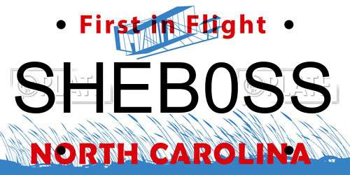 SHEB0SS North Carolina License Plate