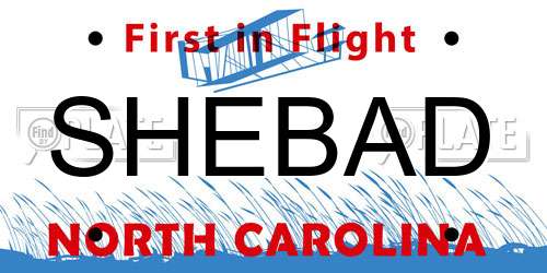 SHEBAD North Carolina License Plate