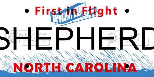 SHEPHERD North Carolina License Plate