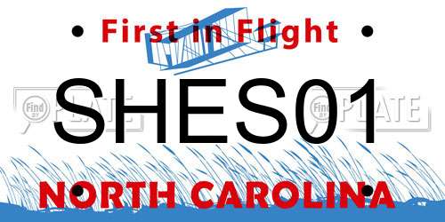 SHES01 North Carolina License Plate