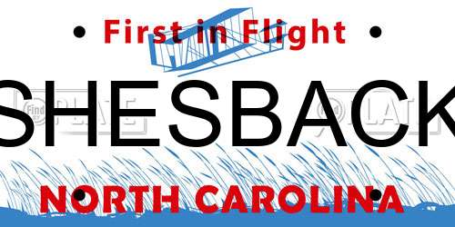 SHESBACK North Carolina License Plate