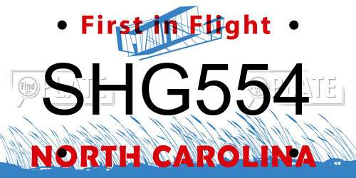 SHG554 North Carolina License Plate